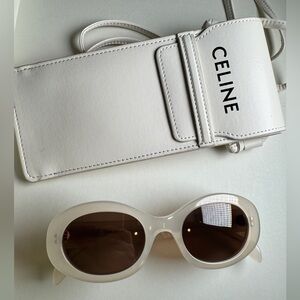 Celine Cream Triomphe Oval Sunglasses, new with box